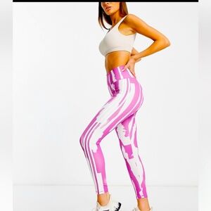 adidas Originals x Thebe Magugu leggings in semi pulse lilac with all over print